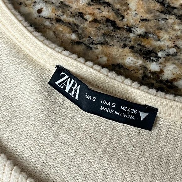 ZARA JEWEL RIBBED SWEATSHIRT CREAM CROPPED Y2k Retro Ethereal Balletcore Prep S - Picture 8 of 10